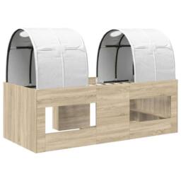 Berkfield Home Kids'High Bed Frame with Tunnel 3 pcs Sonoma Oak & white in Brown - thumbnail 8