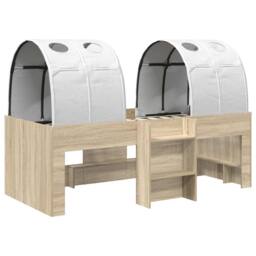 Berkfield Home Kids'High Bed Frame with Tunnel 3 pcs Sonoma Oak & white in Brown - thumbnail 3