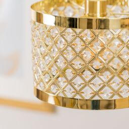 ValueLights Hadley Multi Drum Jewel Pendant Ceiling Floor Table Light Lamp Shade in Gold - thumbnail 3