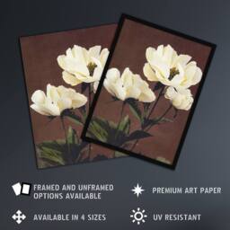 "Artery8 White Herbaceous Peony Flowers Japanese Wall Art Print Kazumasa in Red - Size: W18"" x H24""" - thumbnail 2