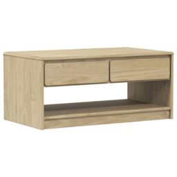 Berkfield Home Coffee Table SAUDA Oak 99x55x45 cm Solid Wood Pine in Brown - Size: 99 x 55 x 45 cm - thumbnail 2