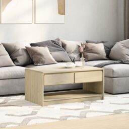 Berkfield Home Coffee Table SAUDA Oak 99x55x45 cm Solid Wood Pine in Brown - Size: 99 x 55 x 45 cm - thumbnail 3