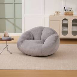 Matteo Bean Bag Chair - Shell-Shaped Faux Fur Memory Foam in Light Grey - thumbnail 8