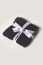 Homescapes Combed Egyptian Cotton Set of 2 Face Cloths 700 GSM in Black