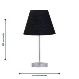 First Choice Lighting Set of 2 Chrome Touch Operated Table Lamps with Black Shades in Silver - thumbnail 6