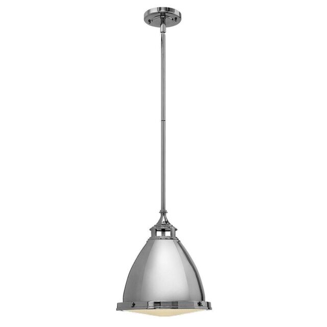 Netlighting Amelia 1 Light Medium Dome Ceiling Pendant Polished Nickel E27 in Grey