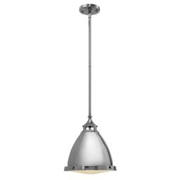 Netlighting Amelia 1 Light Medium Dome Ceiling Pendant Polished Nickel E27 in Grey