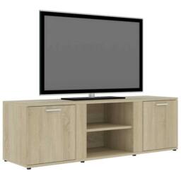 Berkfield Home TV Cabinet Sonoma Oak 120x34x37 cm Engineered Wood in Light Tan - Size: 120 x 34 x 37 cm - thumbnail 1