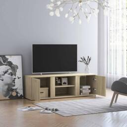 Berkfield Home TV Cabinet Sonoma Oak 120x34x37 cm Engineered Wood in Light Tan - Size: 120 x 34 x 37 cm - thumbnail 2