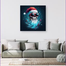 Warren Reed - Designer Magical Santa Hat Skull Splashart Canvas - Size: w40 inch x h40 inch - thumbnail 1