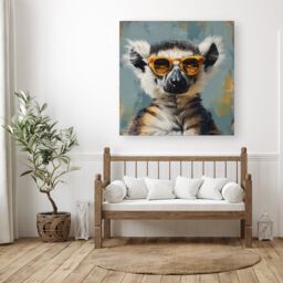 "Warren Reed - Designer Lemur In Glasses Canvas - Size: W30"" x H30""" - thumbnail 1