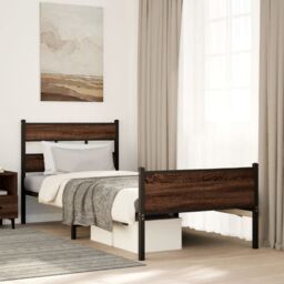 Berkfield Home Bed Frame without Mattress Brown Oak 90x200 cm Engineered Wood - thumbnail 1