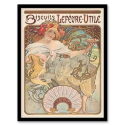 "Artery8 Biscuits Lefevre Utile Vintage French Ad Framed Wall Art Print Mucha - Size: W12"" x H16""" - thumbnail 1