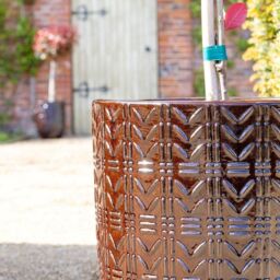 Primrose Textured Glazed Terracotta Planter In Glossy Coffee Brown 50cm - thumbnail 2