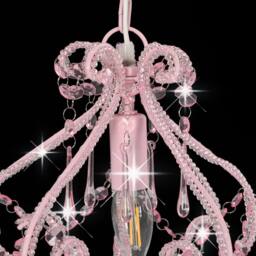 Berkfield Home Ceiling Lamp with Beads Pink Round E14 - thumbnail 5