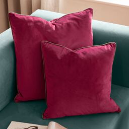 Furn Meridian Velvet Piped Cushion in Red - Size: 45 cm x 45 cm - thumbnail 5