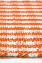 Homescapes Cotton Gingham Check Rug Hand Woven in Orange - Size: 70 cm x 120 cm - thumbnail 4