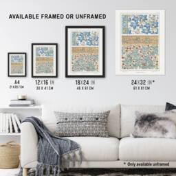 Artery8 Geranium Flower Patterns Vintage Floral Framed Wall Art Print Verneuil in Black - Size: A4 - thumbnail 3