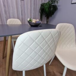 KOSY KOALA Modern Rectangle Dark Grey Dining Table Set With 4 Cream Chairs Dining Room Furniture - thumbnail 8