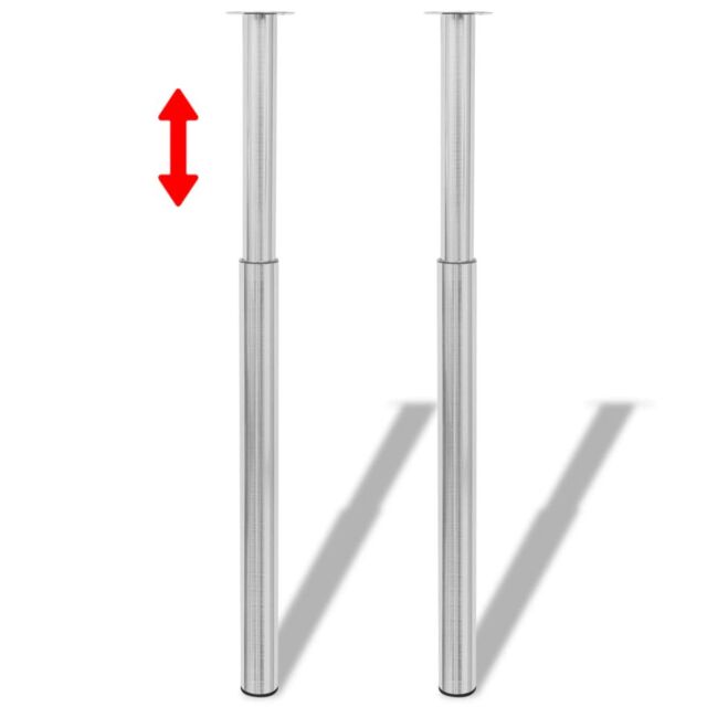 Berkfield Home 2 Telescopic Table Legs Brushed Nickel 710 mm-1100 mm in Silver - image 1
