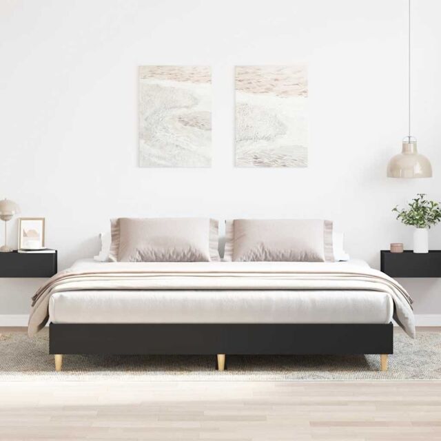 Berkfield Home Bed Frame without Mattress Black 180x200cm Engineered Wood - Size: Super King - image 1