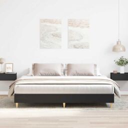 Berkfield Home Bed Frame without Mattress Black 180x200cm Engineered Wood - Size: Super King - thumbnail 1