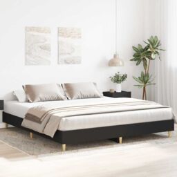 Berkfield Home Bed Frame without Mattress Black 180x200cm Engineered Wood - Size: Super King - thumbnail 3
