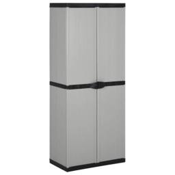 Berkfield Home Garden Storage Cabinet with 3 Shelves Grey&Black 68x40x168 cm in Grey - Size: 68 x 40 x 168 cm - thumbnail 2
