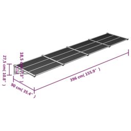 Berkfield Home Door Canopy Grey & Transparent 396x90 cm Polycarbonate in Clear - thumbnail 6
