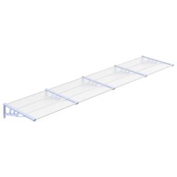 Berkfield Home Door Canopy Grey & Transparent 396x90 cm Polycarbonate in Clear - thumbnail 2