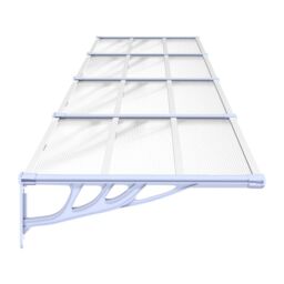 Berkfield Home Door Canopy Grey & Transparent 396x90 cm Polycarbonate in Clear - thumbnail 4