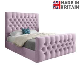 Casani Poulton Upholstered Pink Soft Velvet Designer Bed Frame - Size: Small Double - thumbnail 4