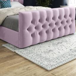 Casani Poulton Upholstered Pink Soft Velvet Designer Bed Frame - Size: Small Double - thumbnail 6