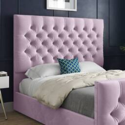 Casani Poulton Upholstered Pink Soft Velvet Designer Bed Frame - Size: Small Double - thumbnail 5