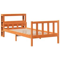 Berkfield Home Bed Frame with Headboard without Mattress Wax Brown 75x190 cm Small Single - thumbnail 3