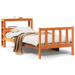 Berkfield Home Bed Frame with Headboard without Mattress Wax Brown 75x190 cm Small Single - thumbnail 2