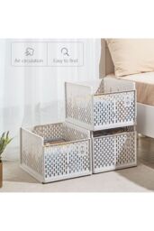 Living and Home Stackable Clothes Storage Basket Wardrobe Drawer Box Organizer in Grey - thumbnail 4