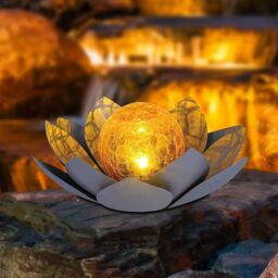 Obasyhig Courtyard Solar Cracked Lotus Lamp in Silver - thumbnail 1