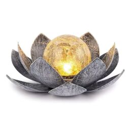 Obasyhig Courtyard Solar Cracked Lotus Lamp in Silver - thumbnail 2