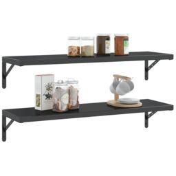 Berkfield Home Shelf Brackets 4 pcs 30x2.5x15.5 cm Black Stainless Steel - thumbnail 4