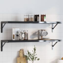 Berkfield Home Shelf Brackets 4 pcs 30x2.5x15.5 cm Black Stainless Steel