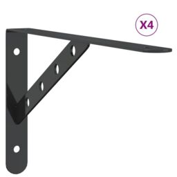 Berkfield Home Shelf Brackets 4 pcs 30x2.5x15.5 cm Black Stainless Steel - thumbnail 2