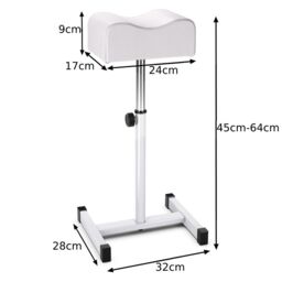 Costway Pedicure Manicure Footrest Adjustable Seat Height Nail Foot Stand with Soft Cushion in White - thumbnail 2