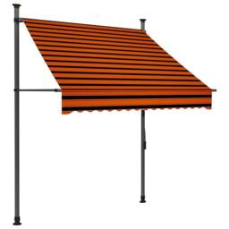 Berkfield Home Manual Retractable Awning with LED 150 cm Orange & Brown - thumbnail 1
