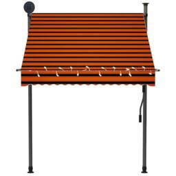 Berkfield Home Manual Retractable Awning with LED 150 cm Orange & Brown - thumbnail 4