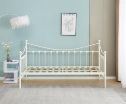 KOSY KOALA Daybed Without Trundle White 3ft Single Bed with 1 Mattress Metal Bedroom Living Room