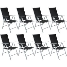 tectake Folding garden chairs with adjustable backrests, mesh fabric in Black - Size: XL