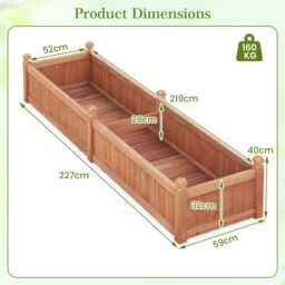 Costway Wood Raised Garden Bed Large Planter Box w/Divider in Brown - thumbnail 2
