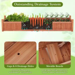 Costway Wood Raised Garden Bed Large Planter Box w/Divider in Brown - thumbnail 7