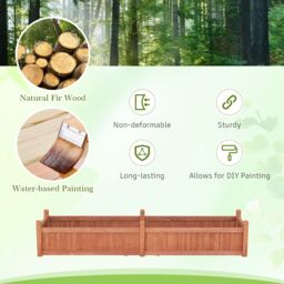 Costway Wood Raised Garden Bed Large Planter Box w/Divider in Brown - thumbnail 6